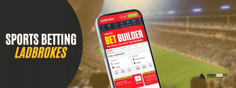 Ladbrokes mobile app featuring the Bet Builder tool for custom sports bets.