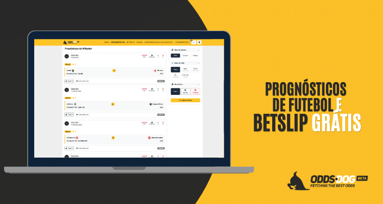 Interface do Odds.dog Angola com prognósticos de futebol e ferramenta Betslip gratuita para registar e acompanhar apostas online.